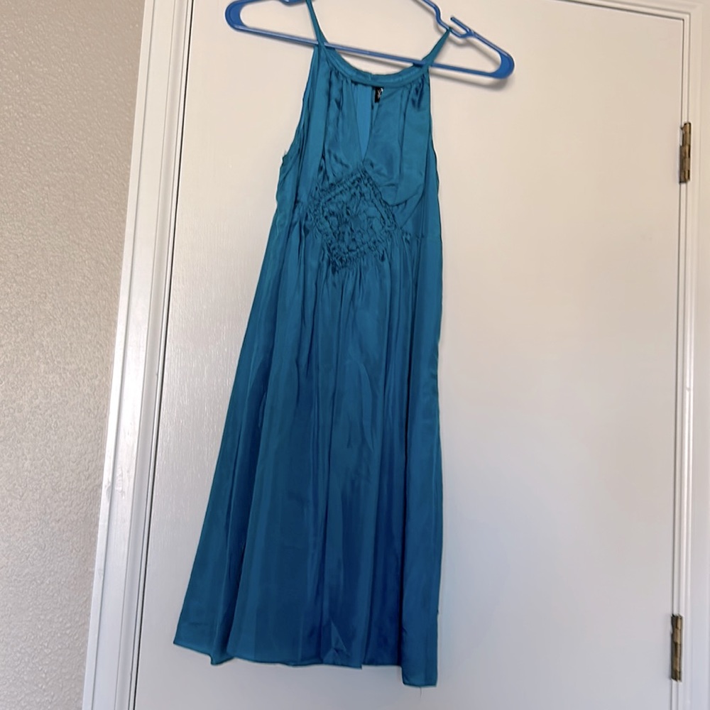 Blue silky summer dress